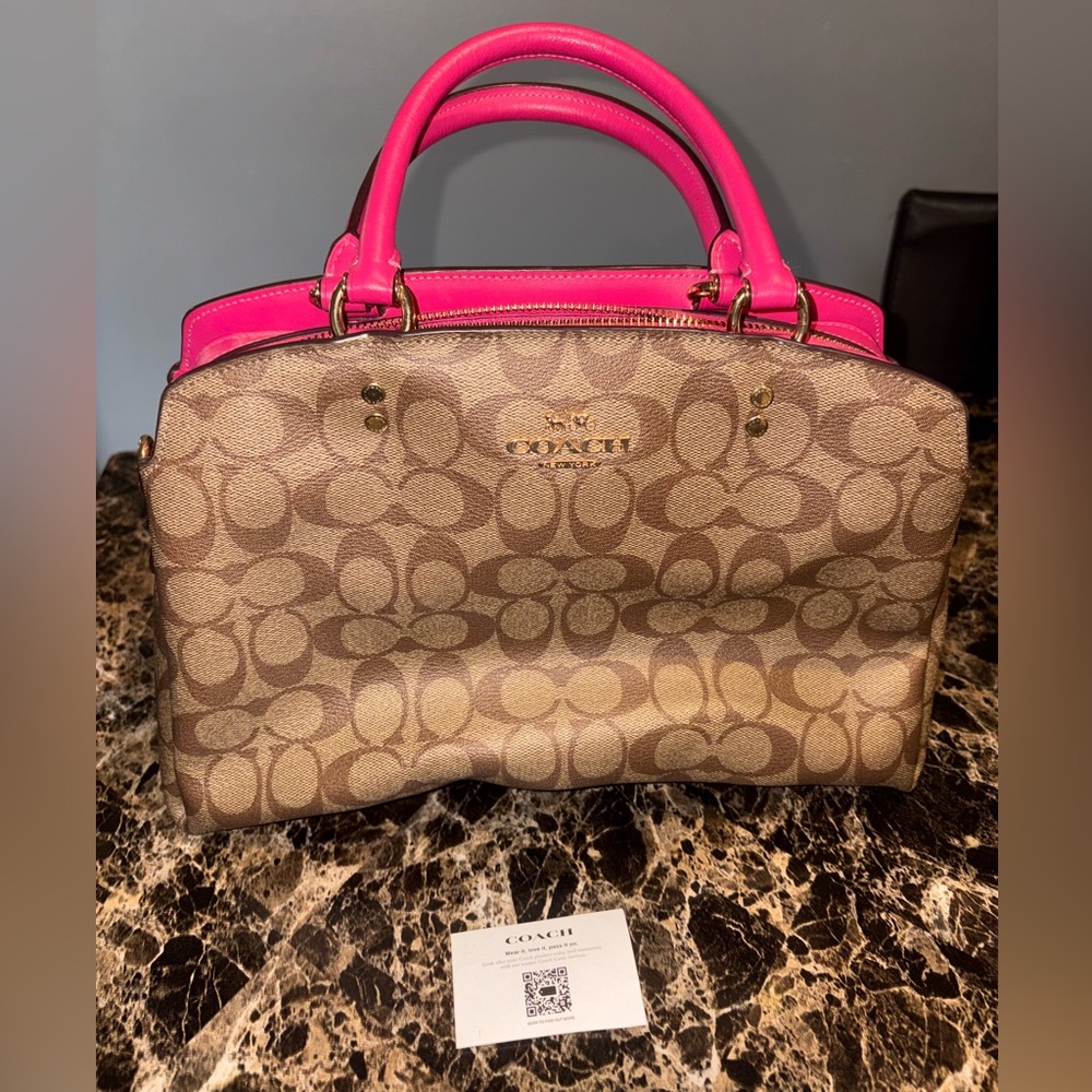Coach Brown and Pink Signature Satchel